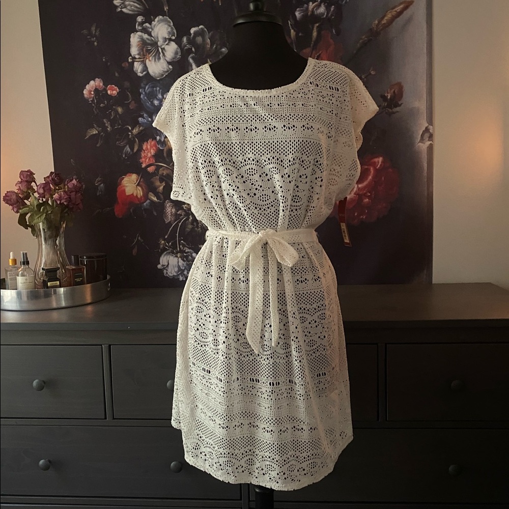 Mesh Eyelet Swimsuit Beach Coverup